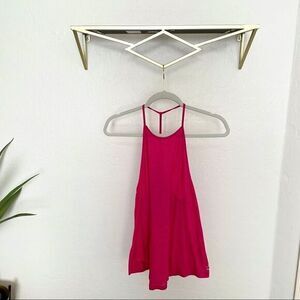 BEYOND YOGA Spacedye Hot Pink Fuchsia Top Black Mesh Back